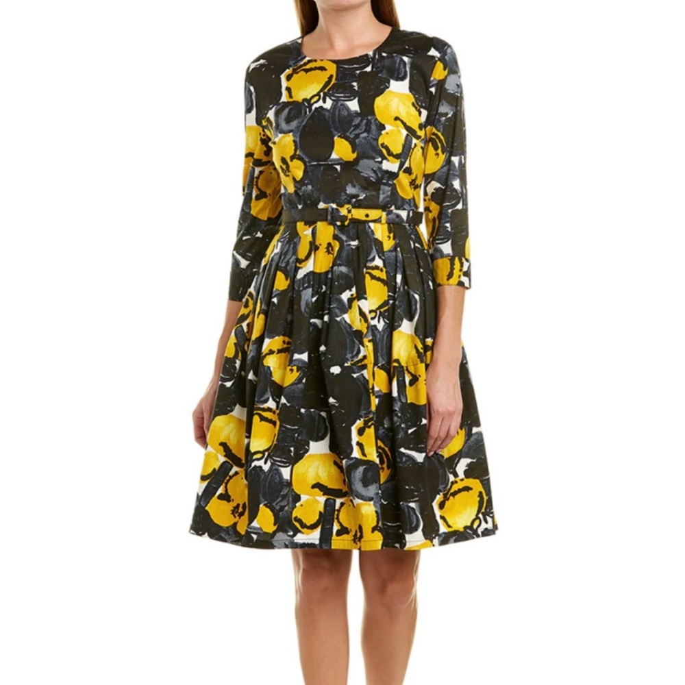 Samantha Sung A-Line Blair Dress Black/Yellow Women's 0